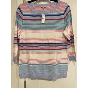 NWT Talbots Womens Sweater Size Small  Knit Soft Multi Color Pastel Striped